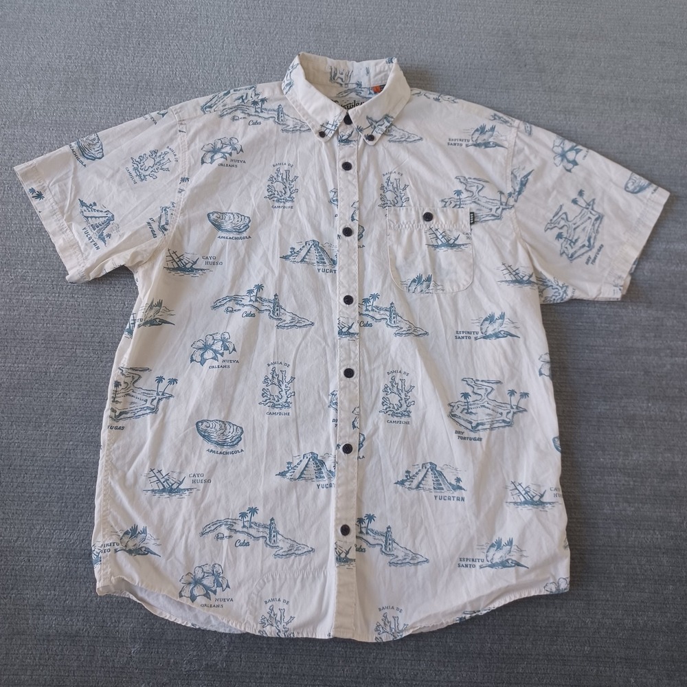 Howler Bros Nautical Shirt Mens Large Ivory Button Up Casual Resort Beach